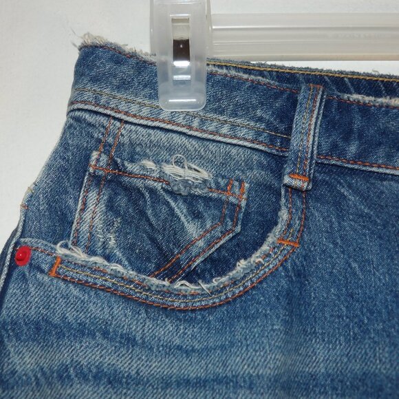 Zara Destructed Midrise Blue Jeans Sz 4 - Picture 5 of 11